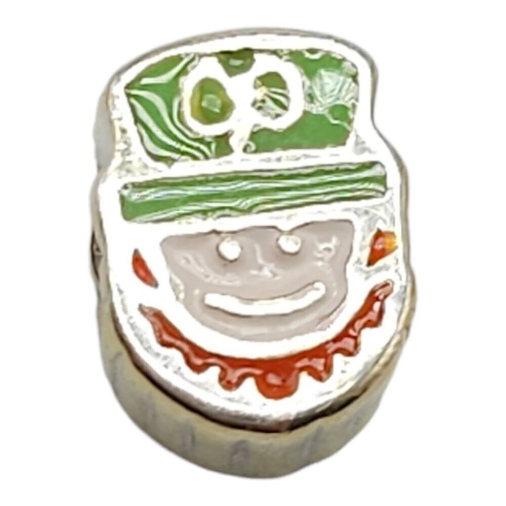 Solvar Sterling Silver Enamel Irish Leprechaun Slide Charm Kids New Old Stock